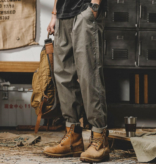 Grozavu Classic: Men's Autumn Retro Work Pants, A-Mei Khaki Trend at €67.99