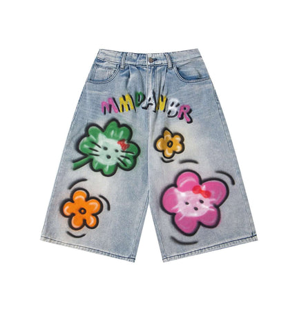 Exclusive Graffiti Denim Shorts urban aesthetic - Image 6