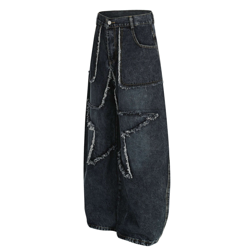 Navy Blue pants mid waist jeans with Grozavu logo