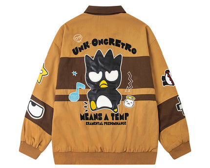 Retro Muted Street Style Fun Cartoon Embroidered Jacket