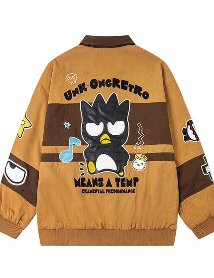 Retro Muted Street Style Fun Cartoon Embroidered Jacket