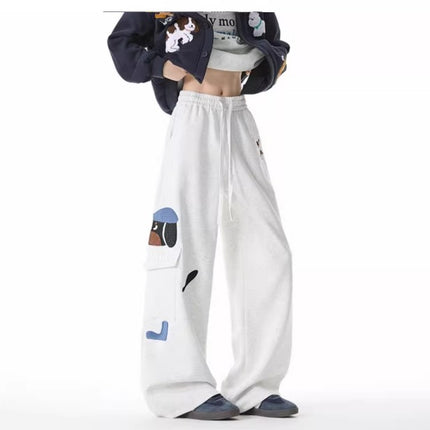 Pantalons de survêtement brodés de chien - Coupe ample
