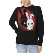 Maglione Grafico Nero – Grozavu Dual Bunny Edition