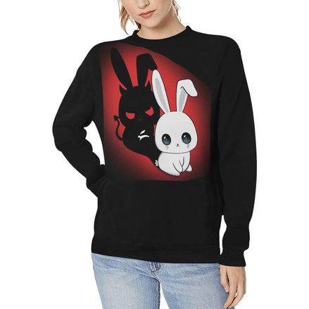 Black Graphic Sweater – Grozavu Dual Bunny Edition