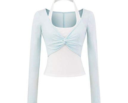 Tricou cu mânecă lungă pentru femei, cu guler suspendat