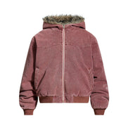 Woolen Collar Cotton Jacket With Fleece