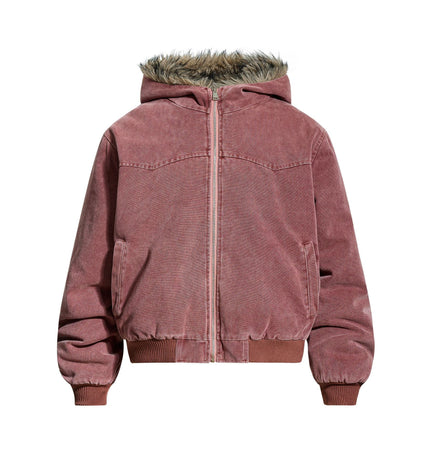 Veste en coton polaire avec col en laine