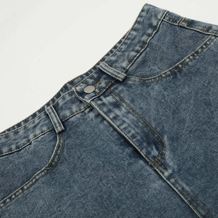 Pantalons en denim brodés décontractés coupés