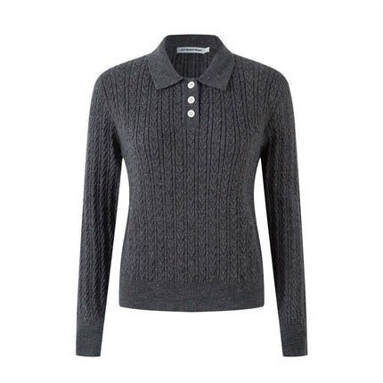 Suéter de punto con cuello tipo polo – Ajustado