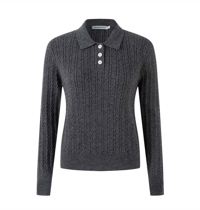Polo Collar Knit Pullover Sweater – Fitted