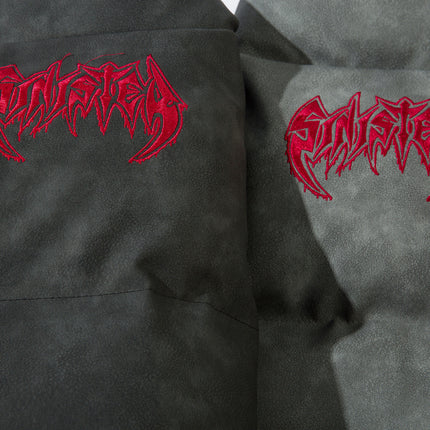 Leather Jacket Flame Embroidered Cotton Jacket For Men