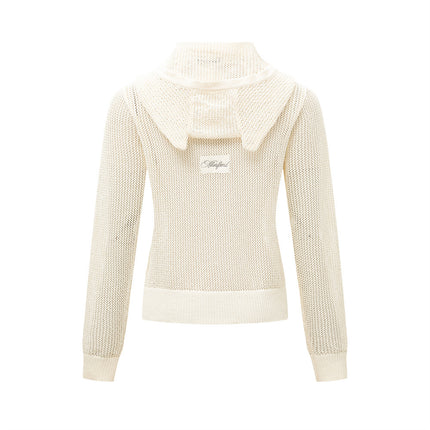 Hooded Knit for Women Casual Loose Fit  Embroidered Knit Coat