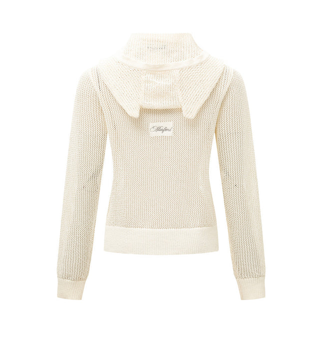 Hooded Knit for Women Casual Loose Fit  Embroidered Knit Coat