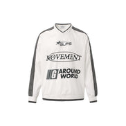 Camisa de Manga Larga con Cuello en V Deportiva Impermeable Negra Blanca