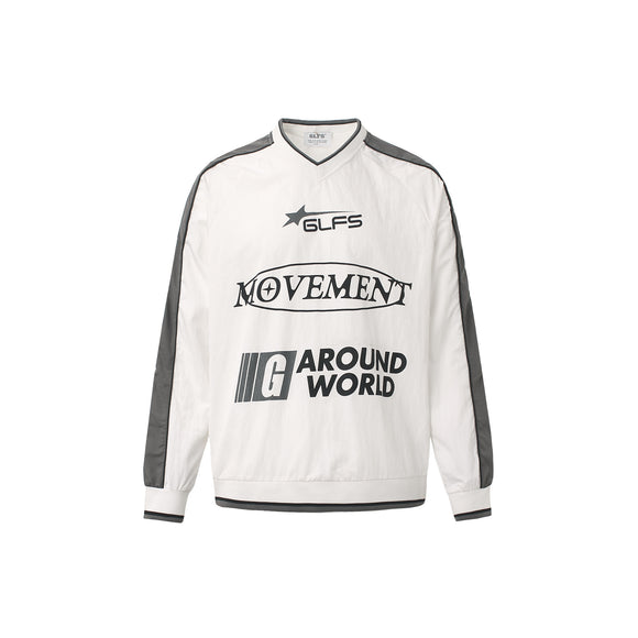 Maglietta Sportiva Impermeabile a V Maniche Lunghe Nera Bianca