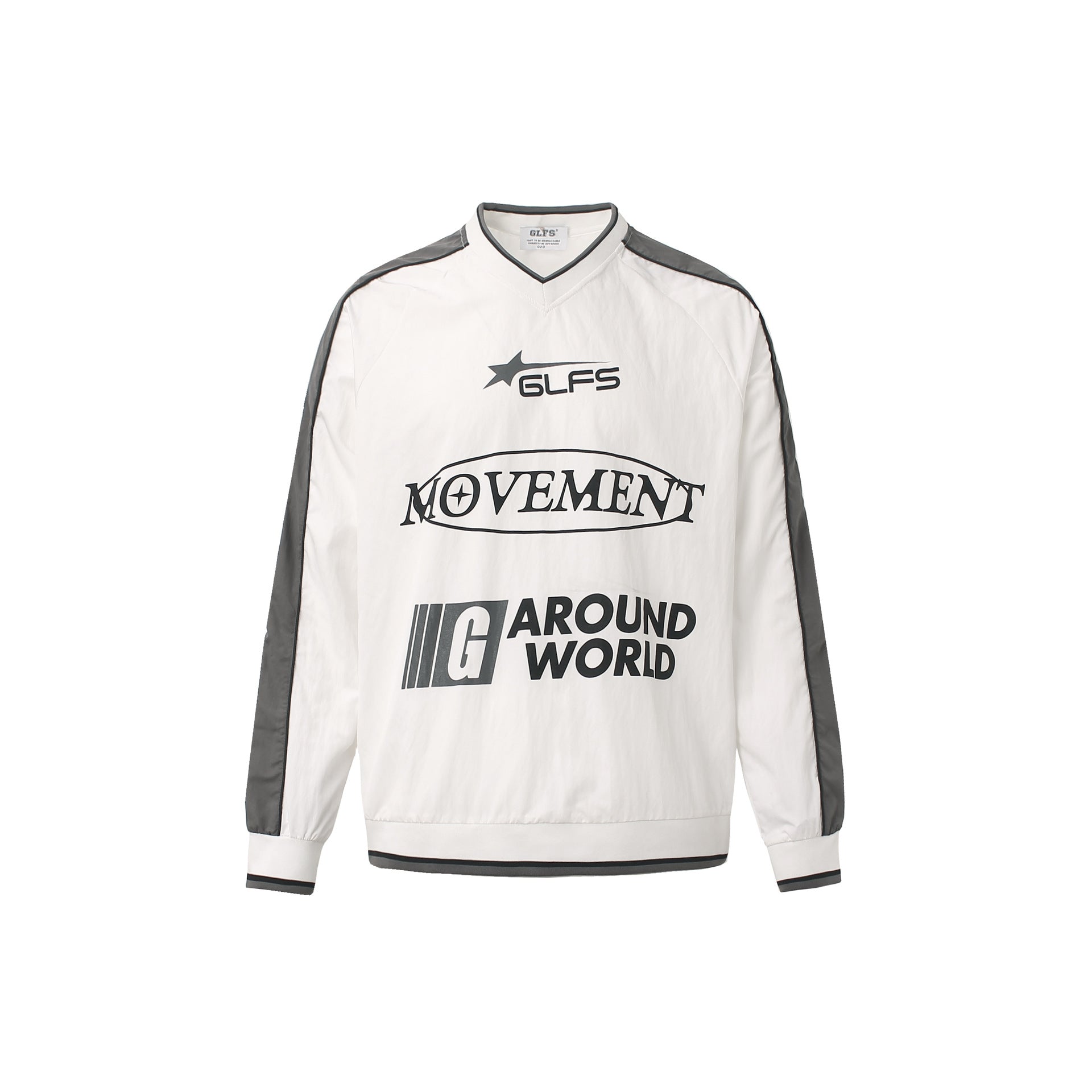 Camisa de Manga Larga con Cuello en V Deportiva Impermeable Negra Blanca