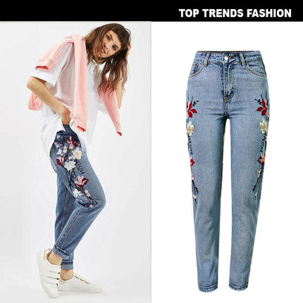 Grozavu Women's High-Waist Embroidered Straight-Leg Jeans at €49.10