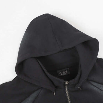 Felpa con mezza zip a patchwork