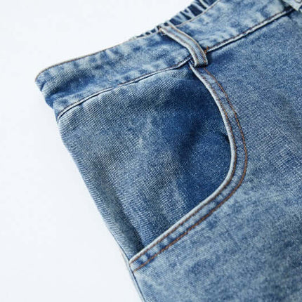 Pantalons en denim de collège avec patch de dessin animé
