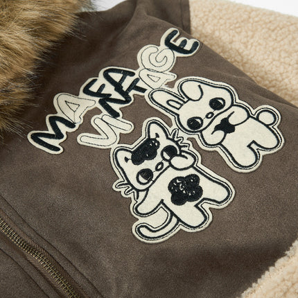 Warme Baumwolljacke mit Pelzkragen