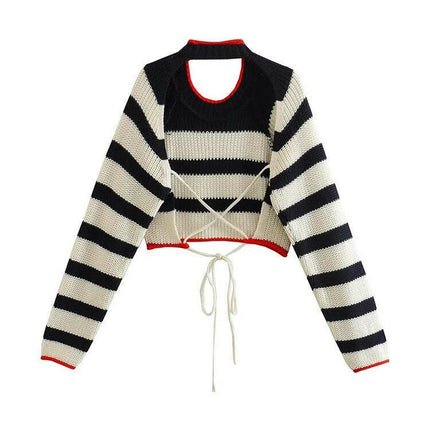 Chic & Contemporary: Grozavu's TRAF Knitted Sweater with Striped Back Detail! at €35.99