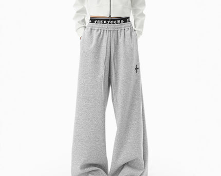 Cleanfit Two-Way Waistband Casual Pants Men Winter Loose Fit Track Pants Streetwear Lazy Style Wide Leg Pants