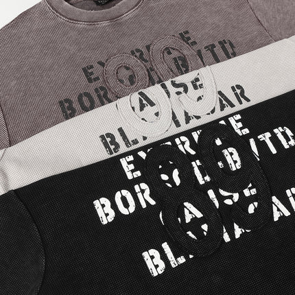 Retro waffle washed pure cotton loose T-shirt