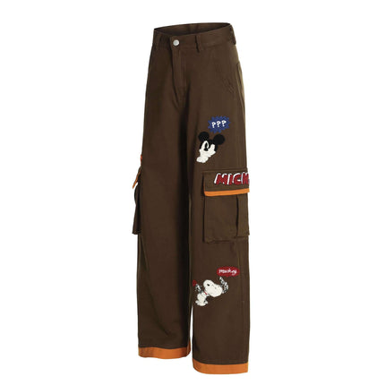 Pantaloni Patchwork a Fittura Larga con Cartoni Animati