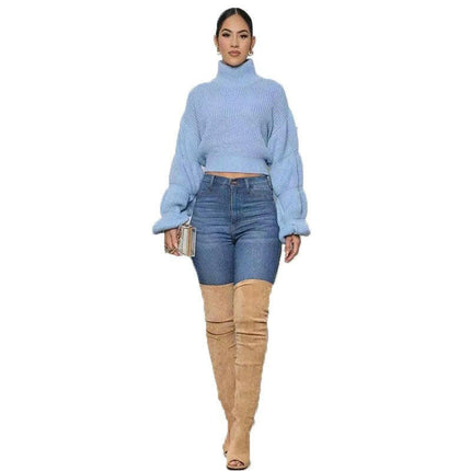 Elegance Redefined: Grozavu's Slim Crop Top Sweater for Women! at €37.99