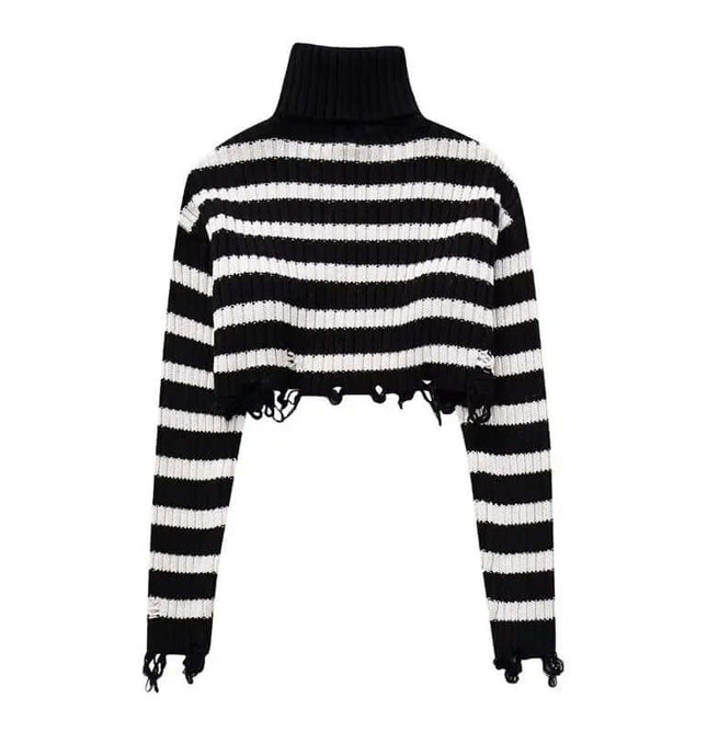 Woman Turtleneck Knitted Sweater Sweaters styling detail - Premium Streetwear