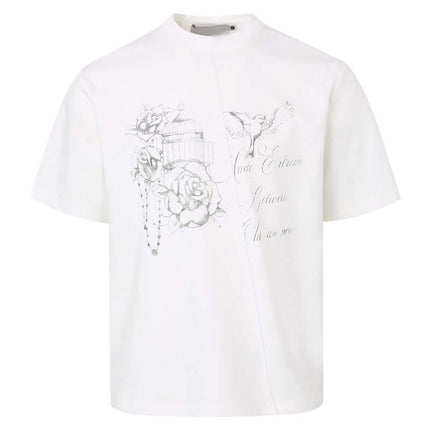 Camiseta Impresa de Hombro Caído – Corte Suelto