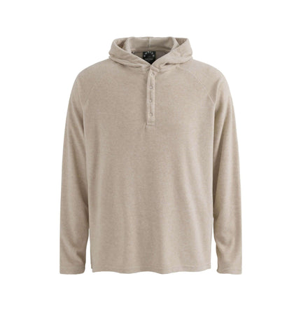 Half-Open Collar Hooded Top – Loose Fit in apricot color, featuring relaxed fit and modern collar design.