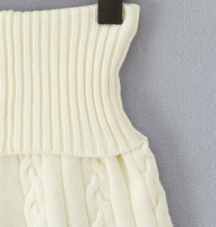 Off-Shoulder Twists Slim Knit Sweater close-up showing ribbed neckline and textured fabric design.