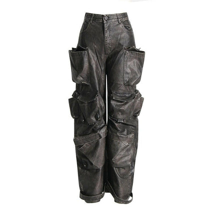 Grozavu High Waist Leather Pants: New Design at €88.86