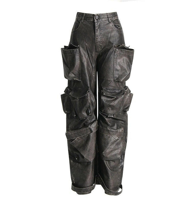 Grozavu High Waist Leather Pants: New Design at €88.86