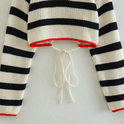 Chic & Contemporary: Grozavu's TRAF Knitted Sweater with Striped Back Detail! at €35.99