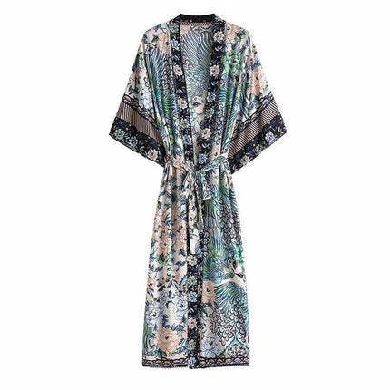 Holiday Elegance: Cotton Peacock Print Cardigan Robe! at €37.99