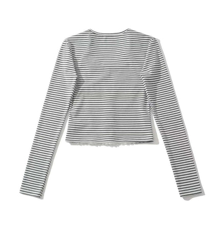 Cárdigan de Rayas con Cuello en V – Corte Casual