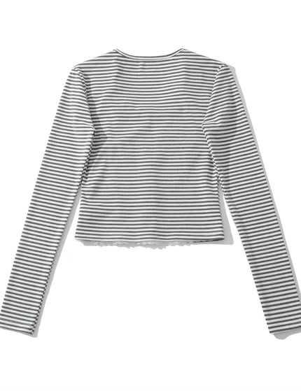 Cardigan à manches longues en V à rayures sucrées