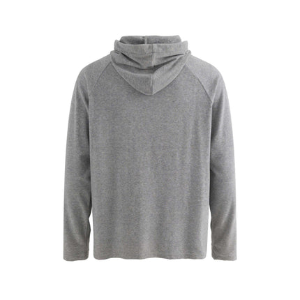 Back view of the Half-Open Collar Hooded Top – Loose Fit in gray fabric.