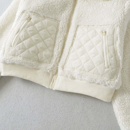 Winter Lamb Wool Quilted Cotton Jacket featuring warm lamb wool and quilted panels for stylish winter wear.