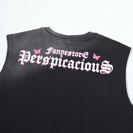 Schmetterlingsdruck Tanktop - Lockere Passform