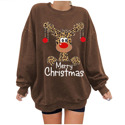 Merry Christmas Deer Print Sweatshirt