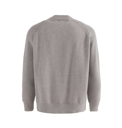 Lazy Streetwear Knit Sweater – Loose Fit back view in soft gray knit with relaxed silhouette and long sleeves.