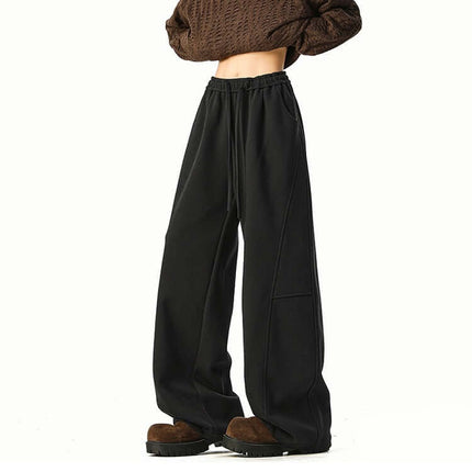 Heavyweight Wide-Leg Pants - Loose Fit, featuring a stylish wide-leg design and comfortable elastic fabric.