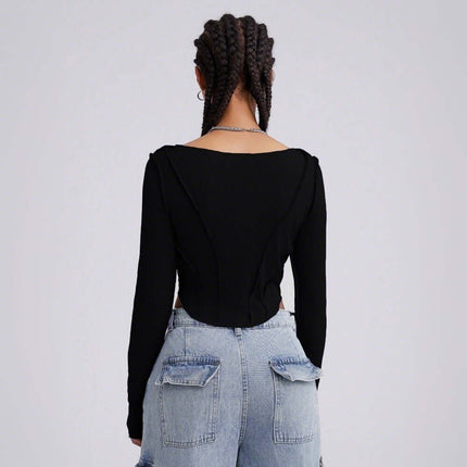 Casual UNeck Crop TShirt – Slim Fit