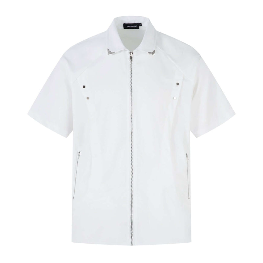 Black zipper unique short blouse with Grozavu logo