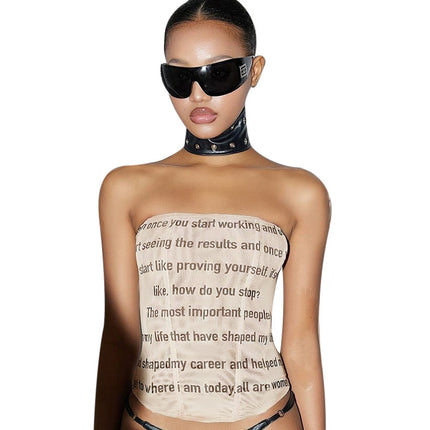 Letter print strapless versatile hot girl vest for women