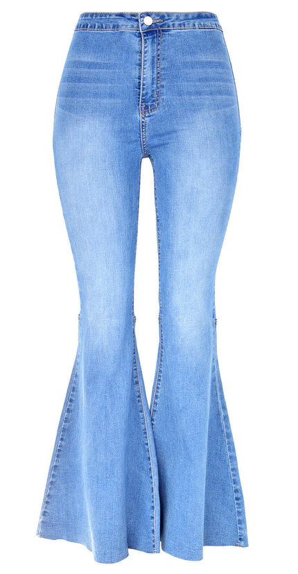 Grozavu Retro High-Waist Wide-Leg Flare Denim Pants at €39.00