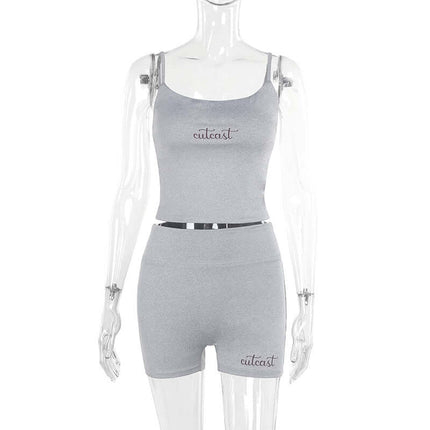 Conjunto Sin Mangas de Cuello Cuadrado de Corte Casual